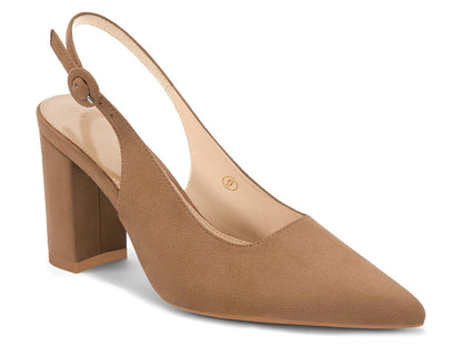 Womens Slingback Block Heels Pointed Closed Toe Work Dress Shoes