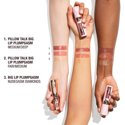 Charlotte Tilbury Big Lip Plumpgasm Lip Gloss - Gift Set Essential - Hydrating Plumper with Hyaluronic Acid & Heat + Ice Technology - Perfect for Pairing with Makeup Favorites