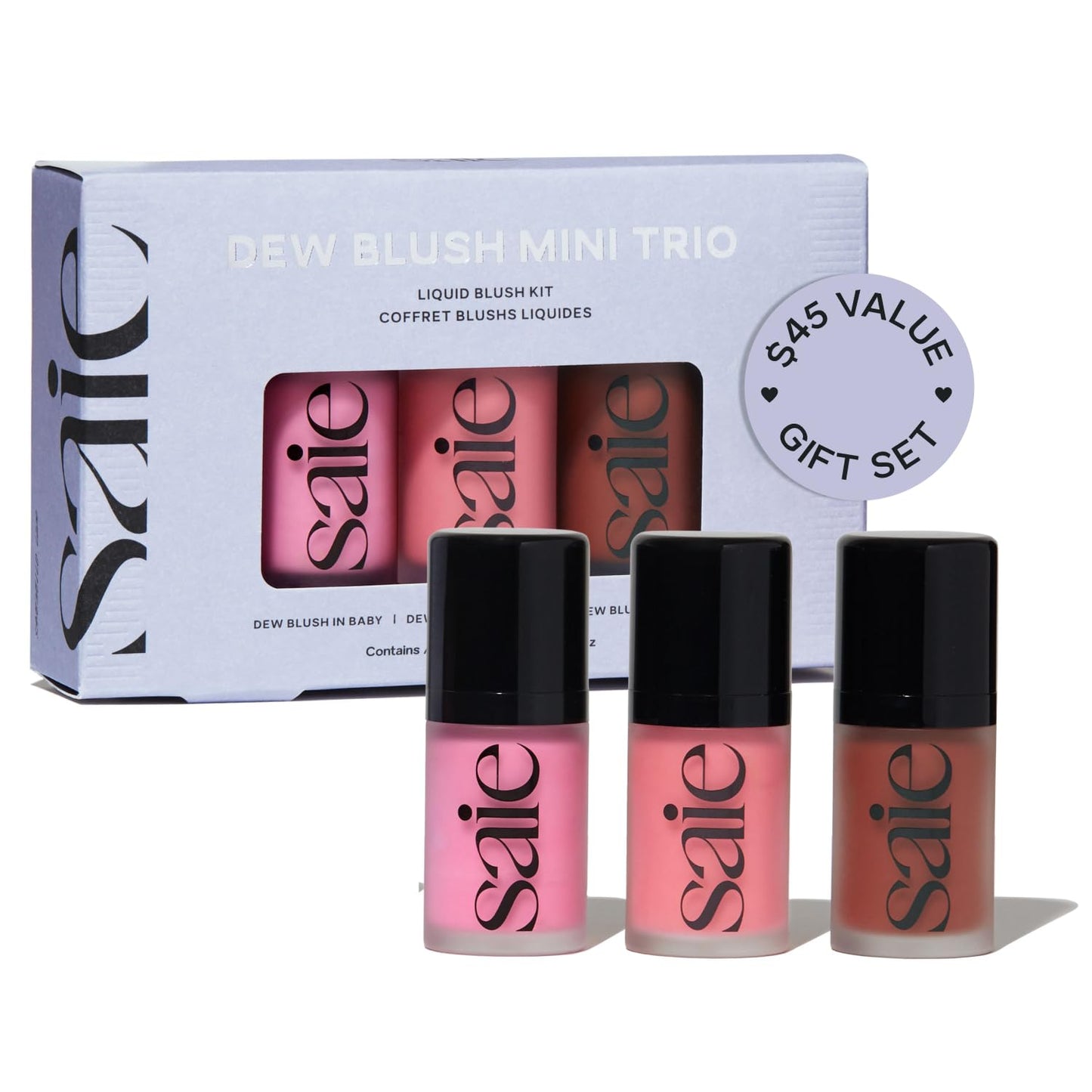 Saie Dew Liquid Blush for Cheeks - Hydrating Cream Blush Stick with a Blendable + Buildable Formula - Skincare Infused Dewy Cheek Tint for a Natural Flush - Glowy Makeup Essential - Baby (.40 oz)