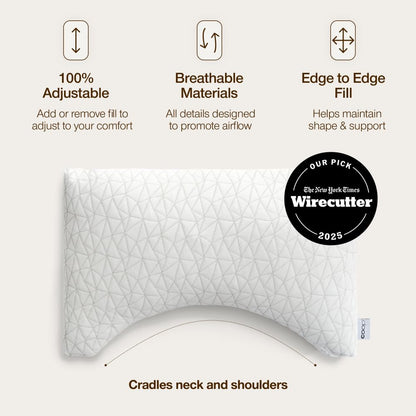 Coop Home Goods Original Adjustable Pillow, Queen Size Bed Pillows for Sleeping, Cross Cut Memory Foam Pillows - Medium Firm Back, Stomach and Side Sleeper Pillow, CertiPUR-US/GREENGUARD Gold