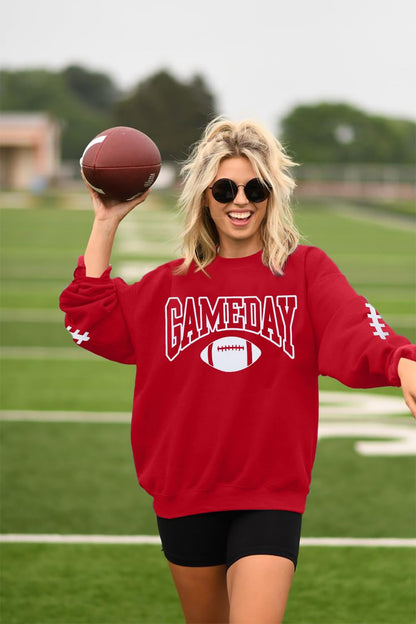 FAYALEQ Game Day Sweatshirts Women Football Sweatshirt Football Rugby Pullovers Casual Game Day Fan Pullover Top