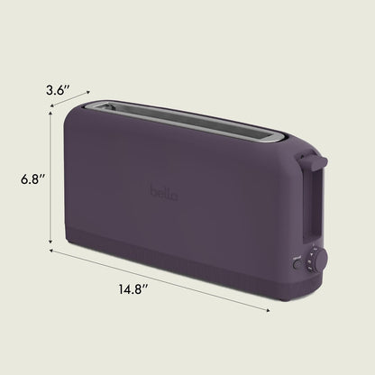 bella 2 Slice Slim Toaster, Fits-anywhere™ Kitchenware, 6 Setting Shade Control with Reheat & Cancel Buttons, Fits sourdough, 10” Long Slot, Anti Jam & Auto Shutoff, 900 Watt, Blossom