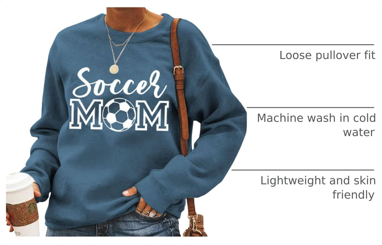 Womens Soccer Mom Sweatshirt Soccer Graphic Shirts Football Outfits