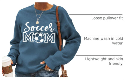 Womens Soccer Mom Sweatshirt Soccer Graphic Shirts Football Outfits