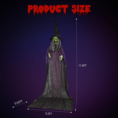AW 9Ft Animatronics Flying Witch Hovering Broom Animated AC 100V-240V Halloween Outdoor Decoration Motion Activated 2026