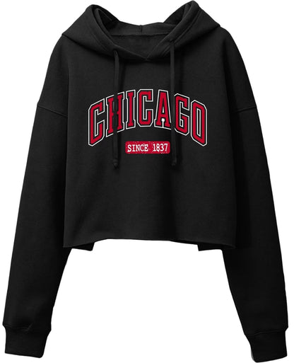 ORANDESIGNE Woman Graphic Print Cropped Hoodie Long Sleeve Fleece Pullover | 60% Cotton,Soft Fleece Fabric,Durable Letter Graphic Print,Drop Shoulder,Loose Fit,Easy Care,Going Out,Fall&Winter Casual