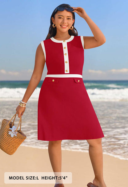 MEROKEETY Womens Summer Business Casual Mini Sweater Dress