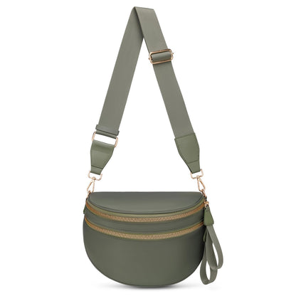 Pure Colour Crossbody Bum Bags for Women Spacious Checkered Cross body Bag Nylon Trendy Fanny Pack for Travel
