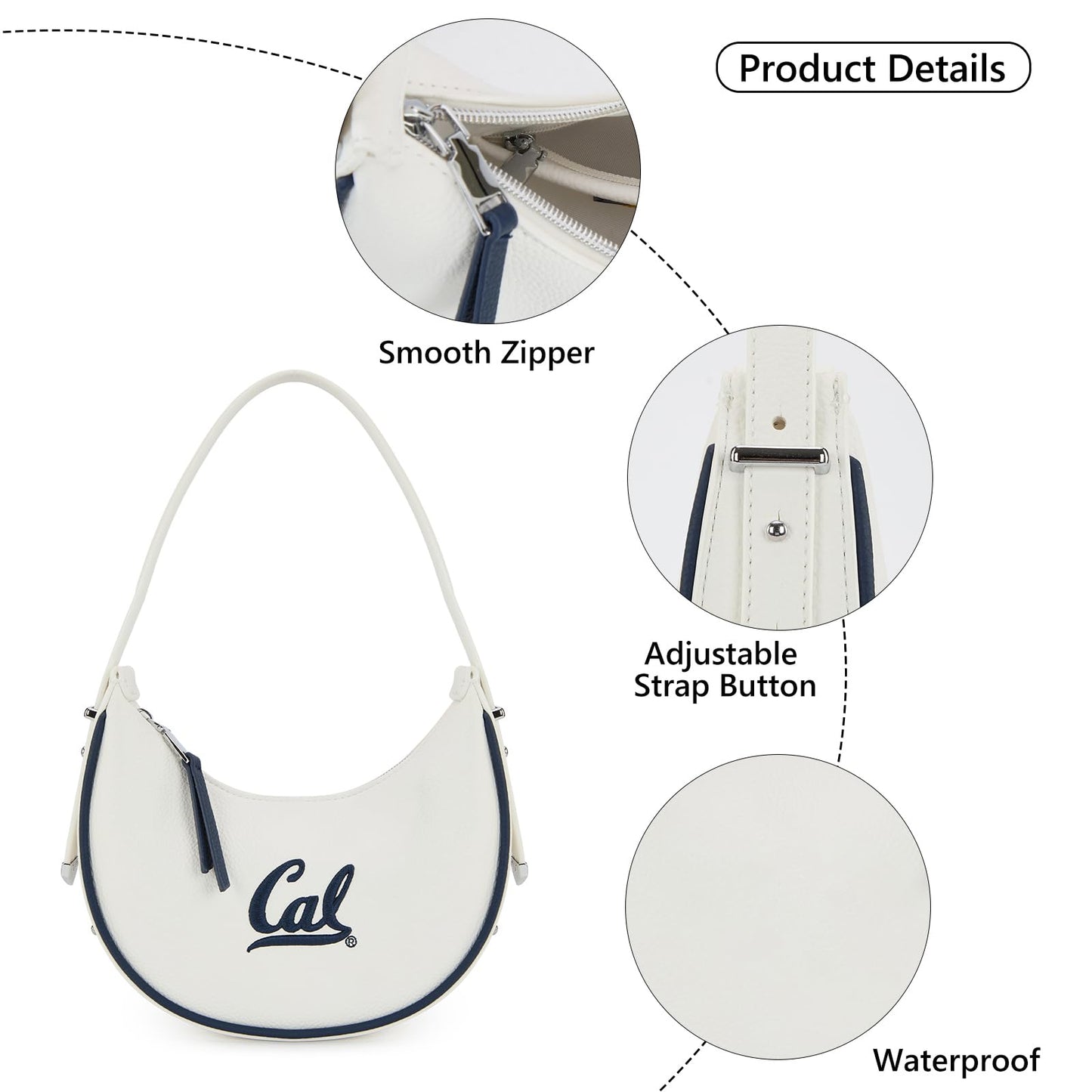 NCAA Crescent Shoulder Bag for Women, Half Moon Clutch Purses for Birthday/Graduation Gifts