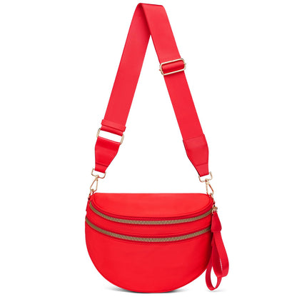 Pure Colour Crossbody Bum Bags for Women Spacious Checkered Cross body Bag Nylon Trendy Fanny Pack for Travel