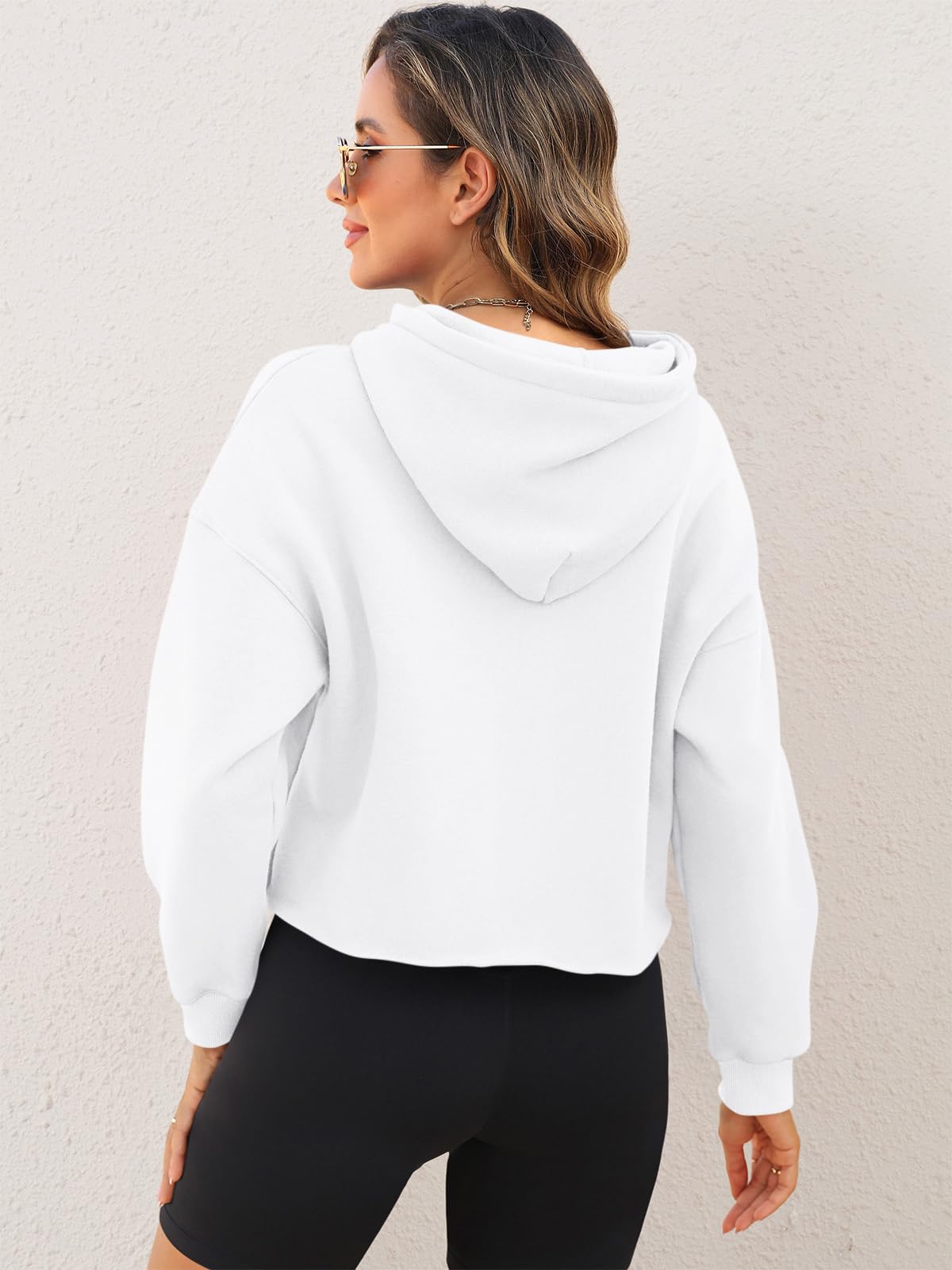 ORANDESIGNE Woman Graphic Print Cropped Hoodie Long Sleeve Fleece Pullover | 60% Cotton,Soft Fleece Fabric,Durable Letter Graphic Print,Drop Shoulder,Loose Fit,Easy Care,Going Out,Fall&Winter Casual
