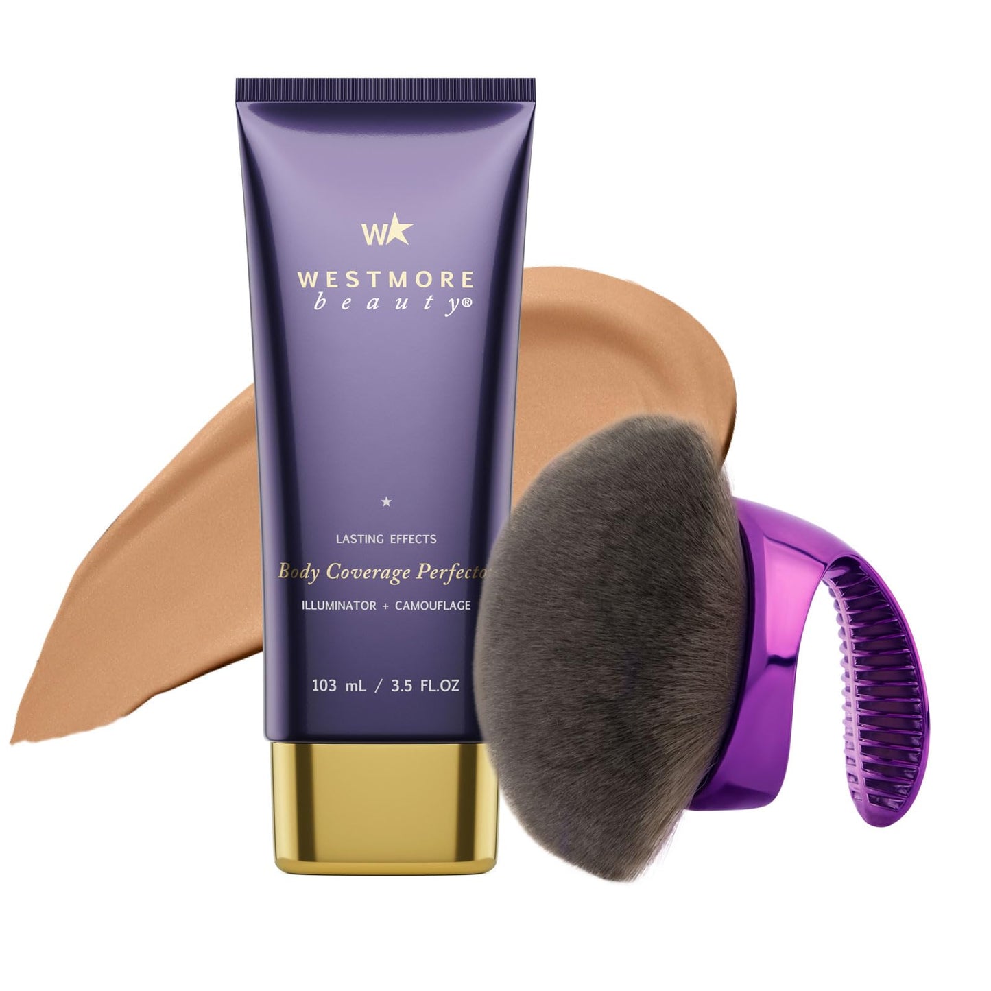 Westmore Beauty Body Coverage Perfector x Blend & Blur Body Brush Kabuki Brush - Waterproof Leg & Body Makeup - Tattoo Cover Up Makeup - 7 Oz Natural Radiance