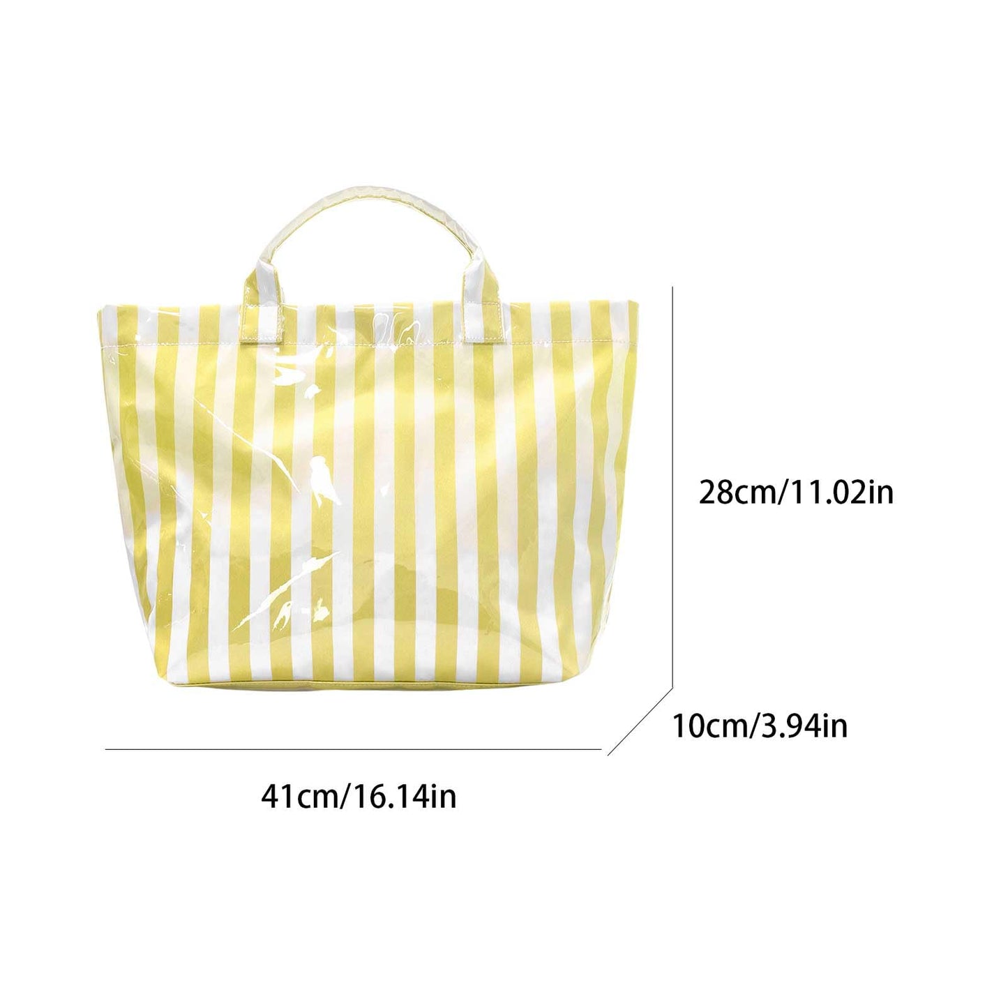 Striped PVC Tote Bag Large Glossy