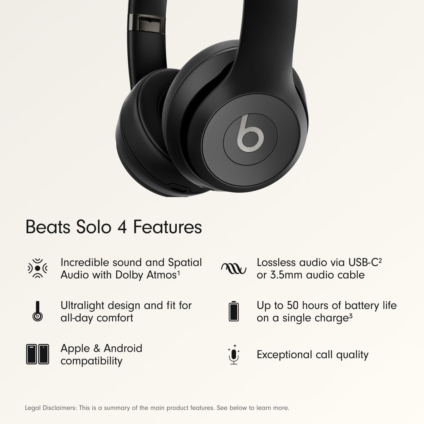 Beats Solo 4 - Wireless On-Ear Bluetooth Headphones, Up to 50-Hour Battery Life, Ultra-Lightweight Comfort, Powerful and Balanced Sound, Apple & Android Compatible - Amazon Exclusive Metallic Pink