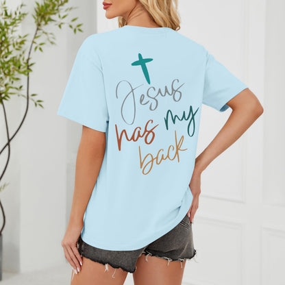 Tuislay Christian Shirts for Women Jesus Has My Back