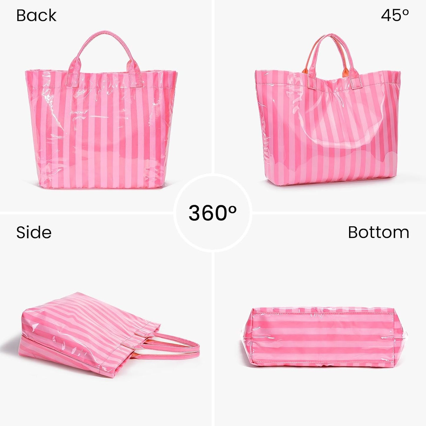 Striped PVC Tote Bag Large Glossy