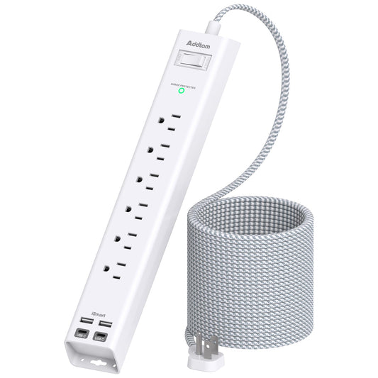 Addtam Power Strip Surge Protector - 15ft Long Extension Cord