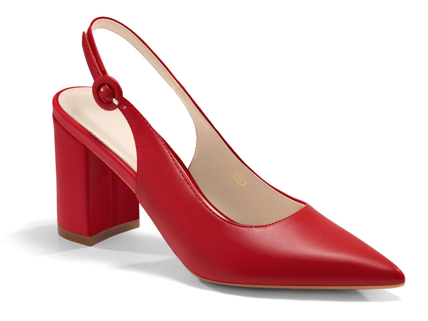 Womens Slingback Block Heels Pointed Closed Toe Work Dress Shoes