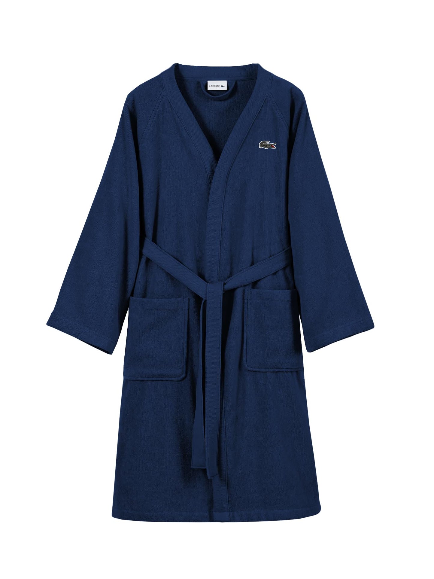 Lacoste Classic Pique Bath Robe, 100% Soft Cotton Terry, Unisex Adult Bathrobe, Absorbent & Quick Drying, One Size Fits Most