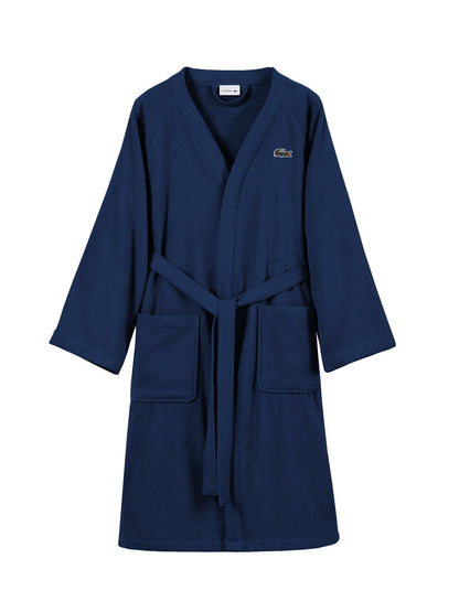 Lacoste Classic Pique Bath Robe, 100% Soft Cotton Terry, Unisex Adult Bathrobe, Absorbent & Quick Drying, One Size Fits Most
