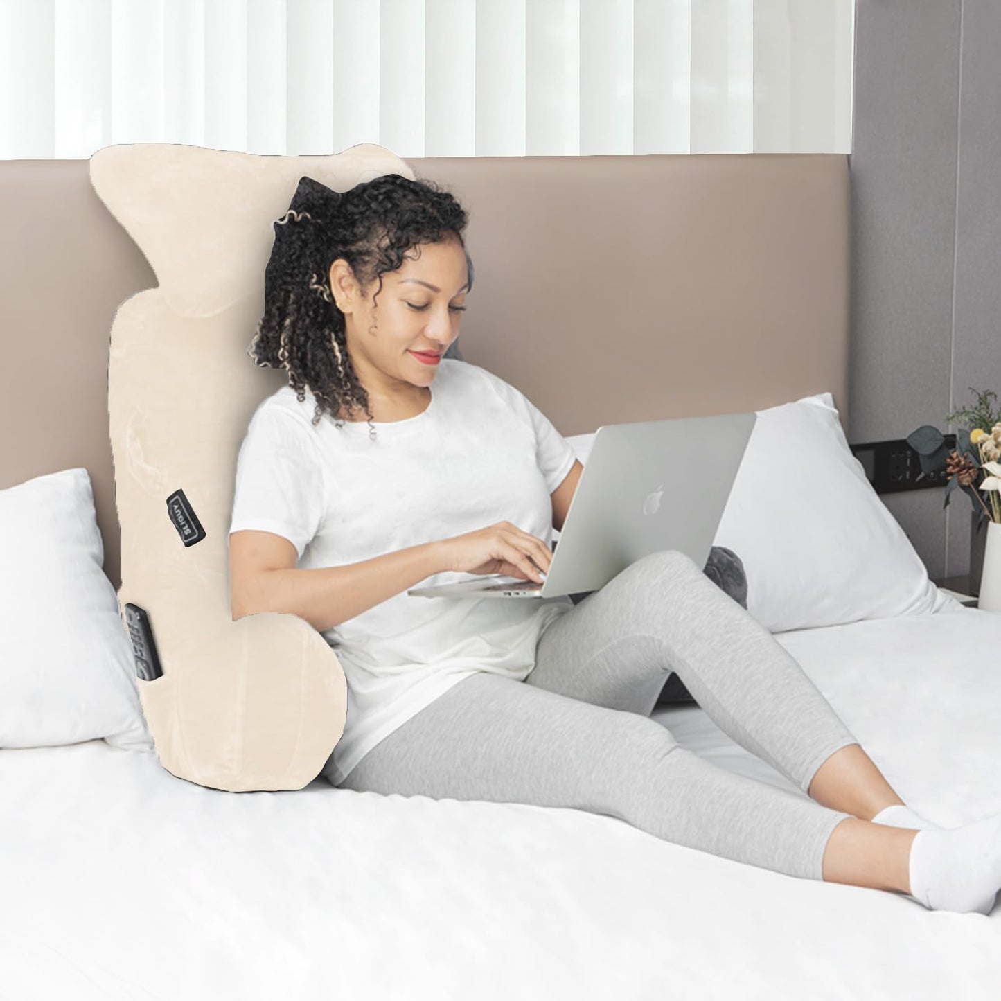 Reading Pillow-Extra Large 31" Bed Rest Pillow with Detachable Neck Roll & Arms for Sitting in Bed or Couch-Backrest Reading Pillow Adult Back Pillows for Reading,Watching TV,Gaming,Relaxing-Black
