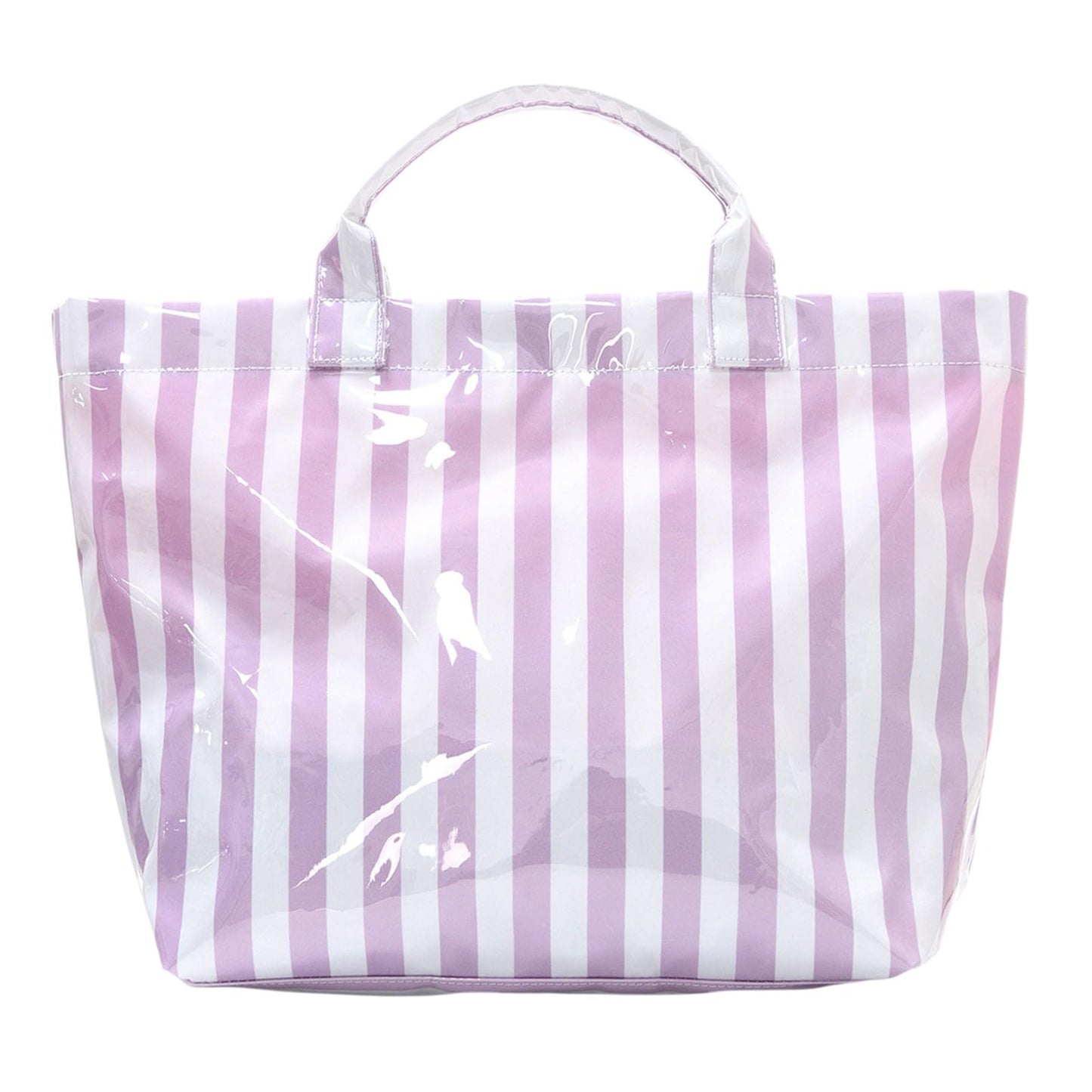 Striped PVC Tote Bag Large Glossy