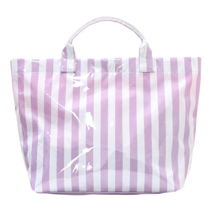 Striped PVC Tote Bag Large Glossy