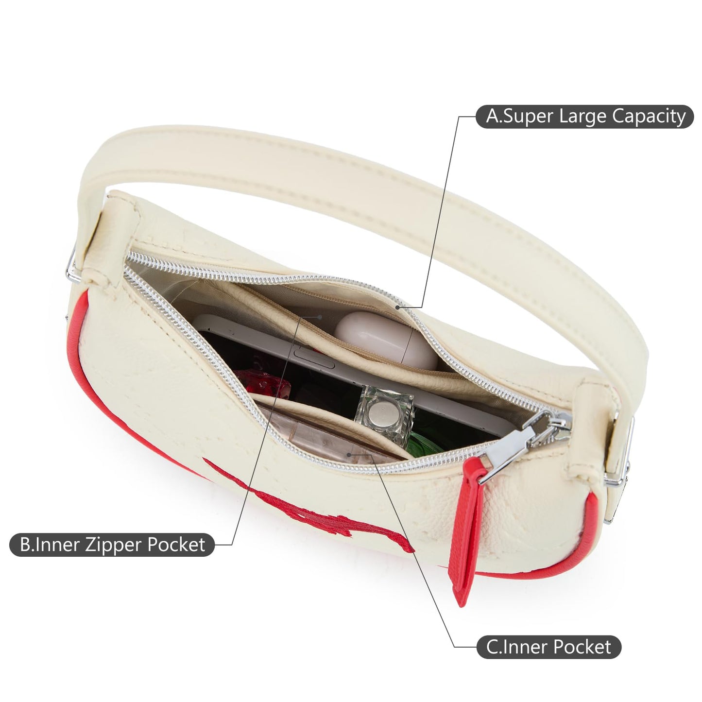 NCAA Crescent Shoulder Bag for Women, Half Moon Clutch Purses for Birthday/Graduation Gifts