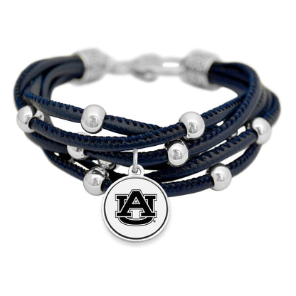FTH Leather Cord Bracelet Silver Beads 7.5 Inch Officially Licensed