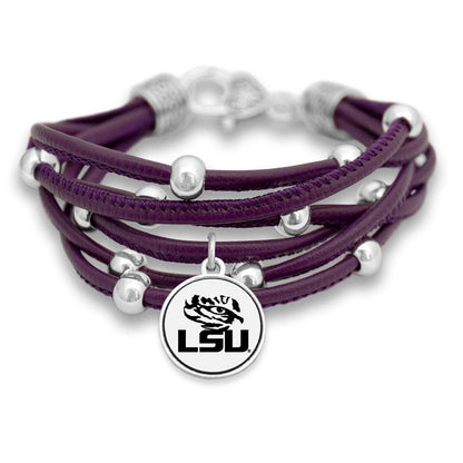 FTH Leather Cord Bracelet Silver Beads 7.5 Inch Officially Licensed
