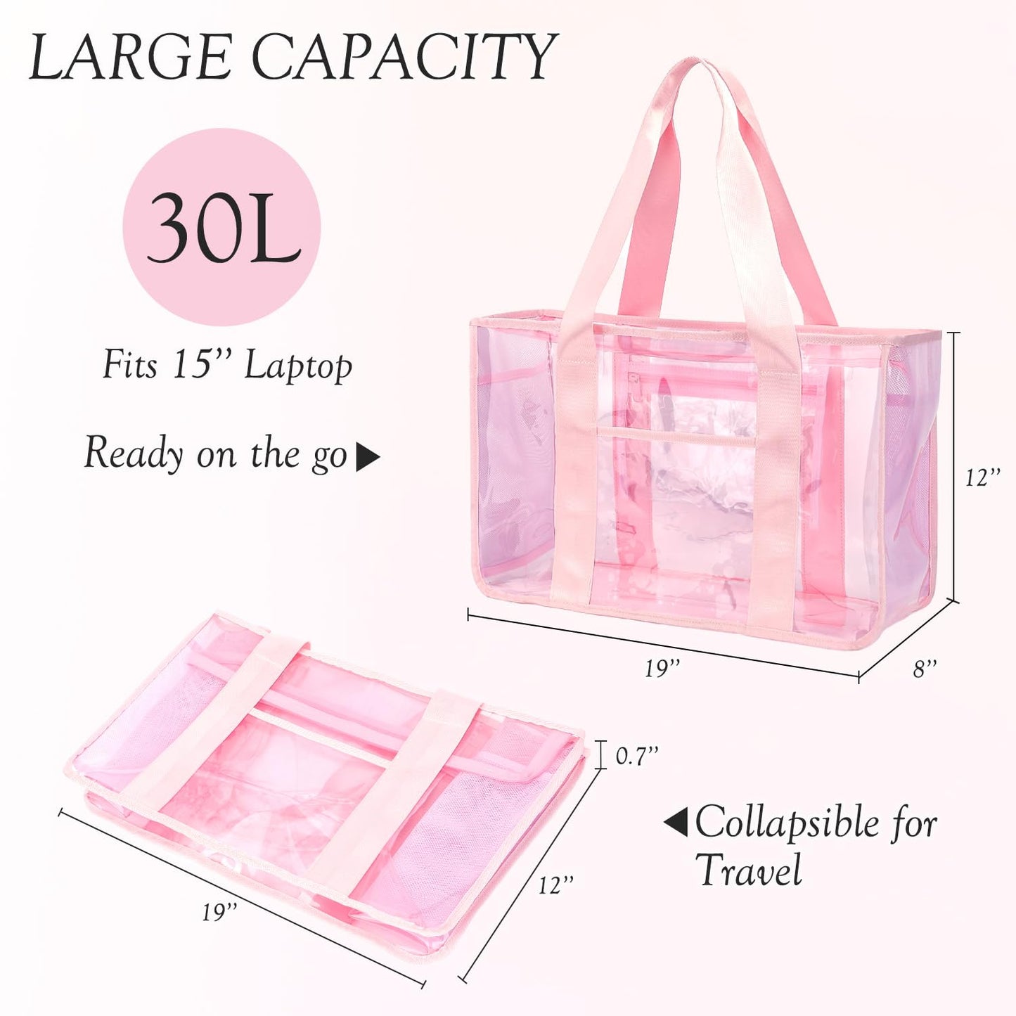 Fammart Iridescent Clear Beach Bags (Waterproof)