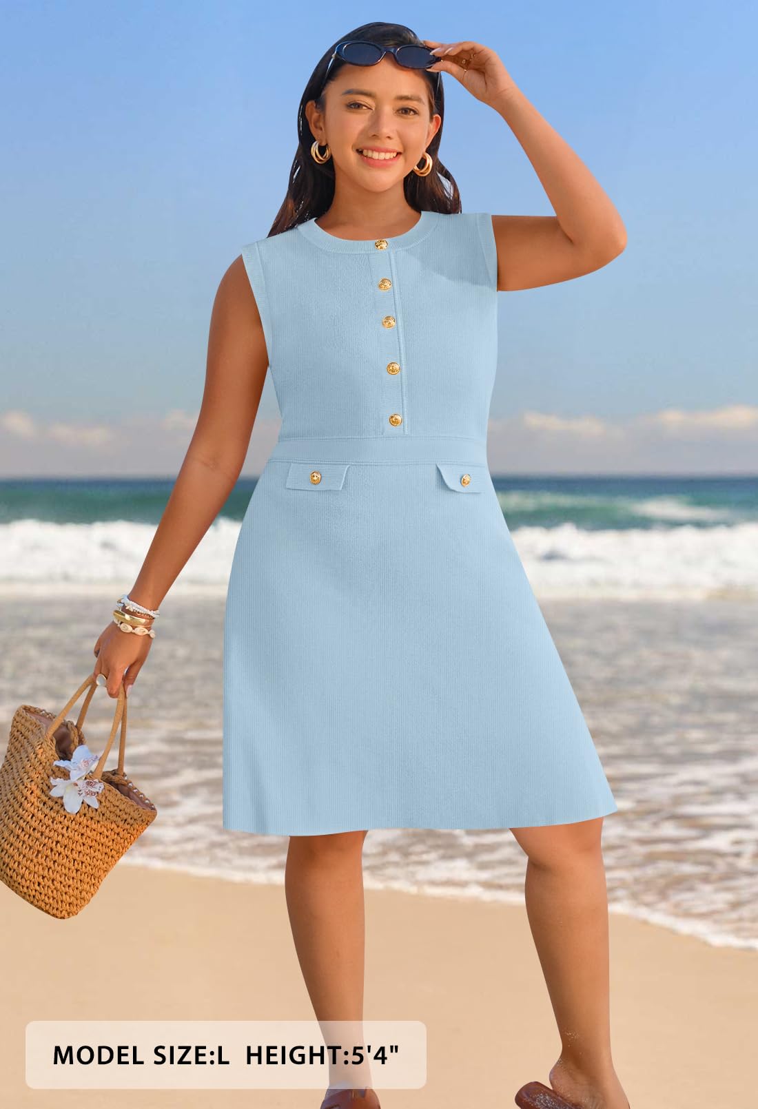 MEROKEETY Womens Summer Business Casual Mini Sweater Dress