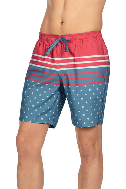 Tipsy Elves Men's USA Swimming Trunks 7'' Inseam 4 Way Stretch Fabric w/Mesh Liner Swim Trunks for Men Bathing Suit