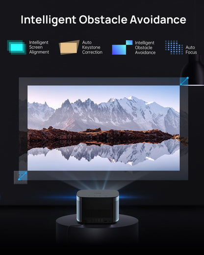 XGIMI Elfin Flip Plus Portable Projector, Google TV with Licensed Netflix, 500 ISO Lumens, 1080P Resolution Home Projector, Build-in Adjustable Stand, Lightweight and Compact Design, Screen Adaption