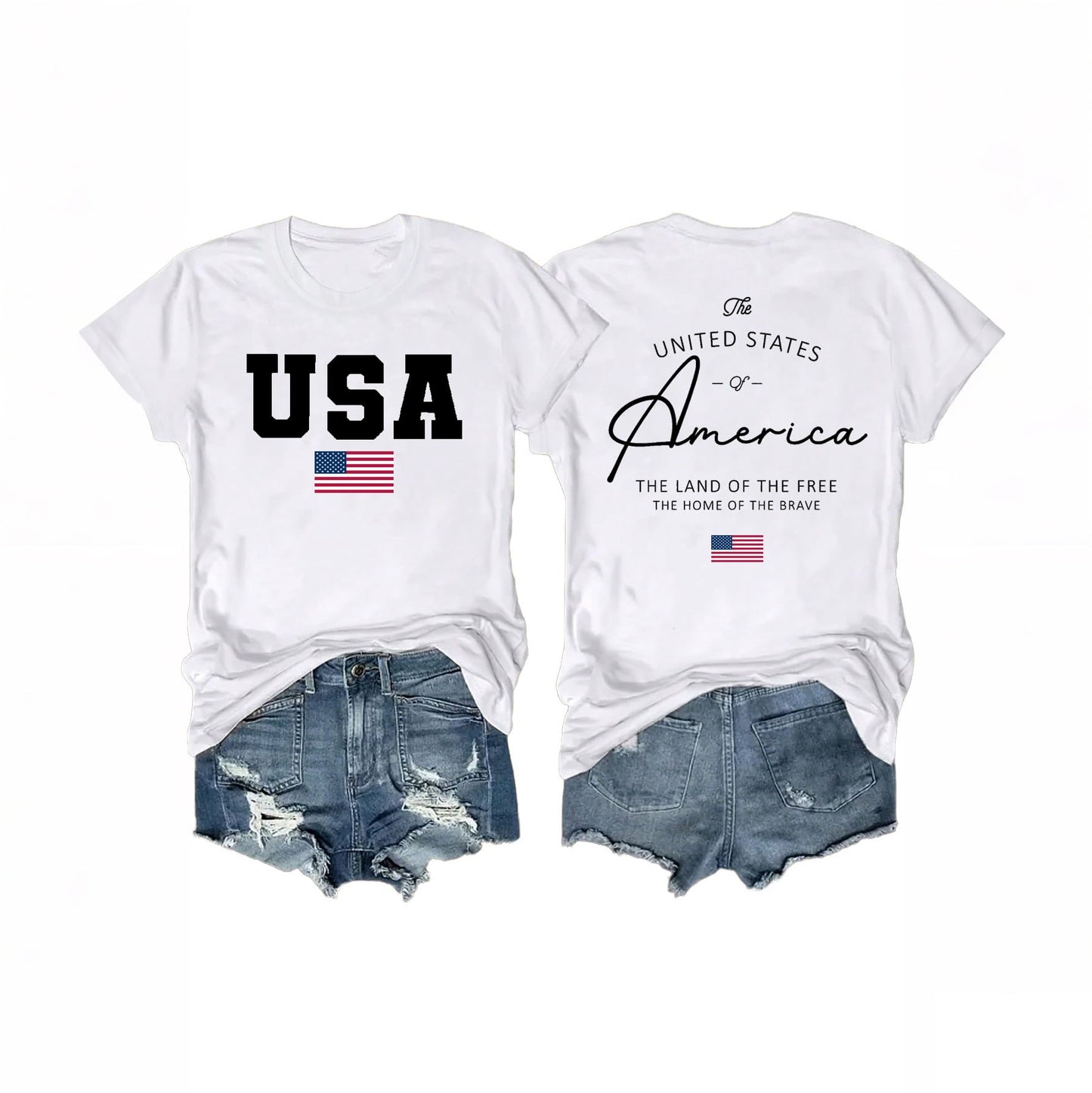Women's 4th of July Outfits USA Shirt Memorial Day Red White and Blue Patriotic Shirts American Flag Graphic Tops