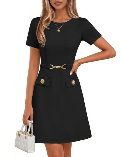 MEROKEETY Women's Summer Business Casual Work Office Mini Dress