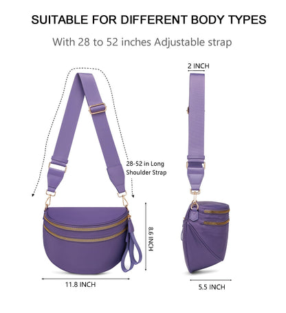 Pure Colour Crossbody Bum Bags for Women Spacious Checkered Cross body Bag Nylon Trendy Fanny Pack for Travel