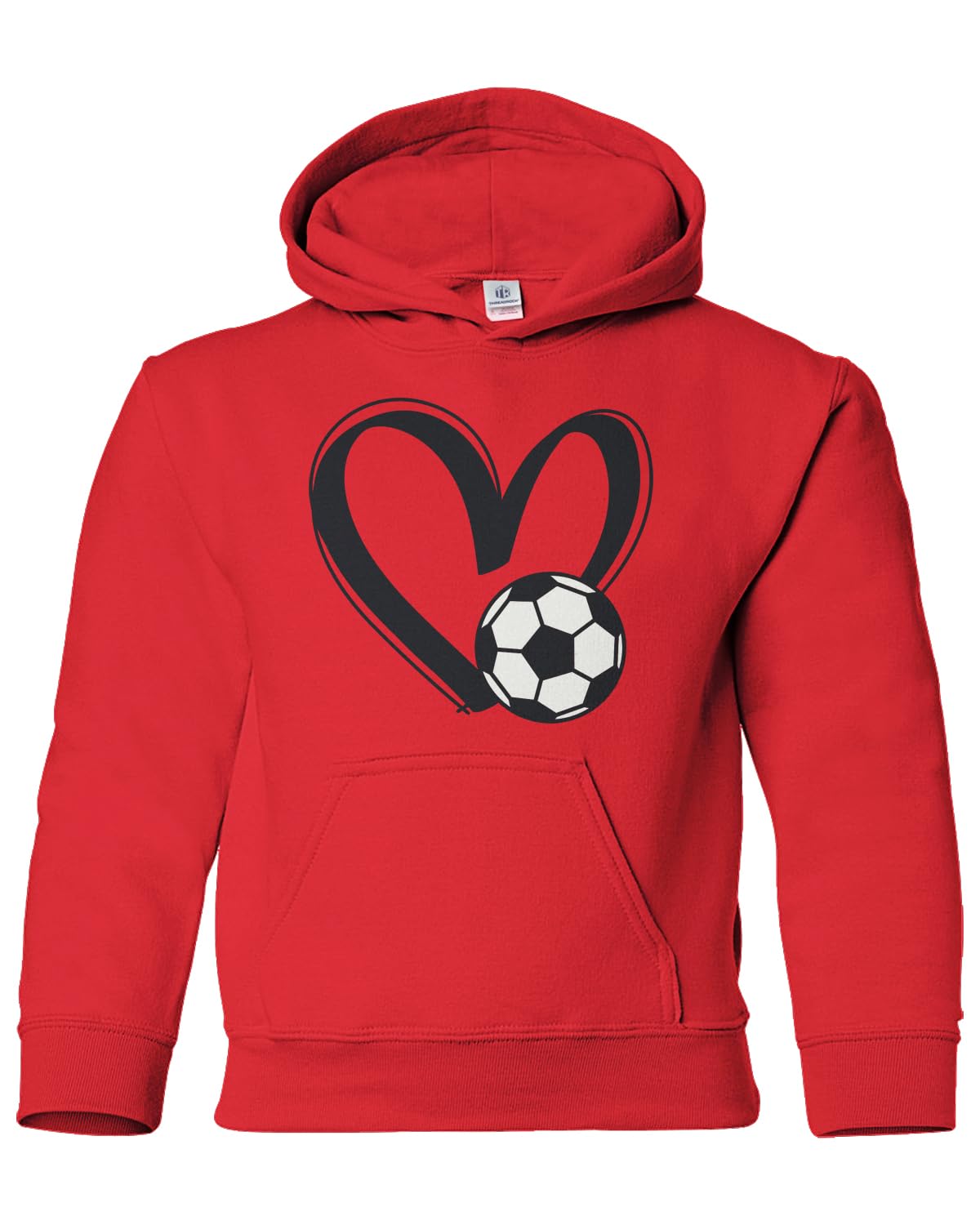 Threadrock Kids Soccer Love Heart Youth Pullover Hoodie Sweatshirt