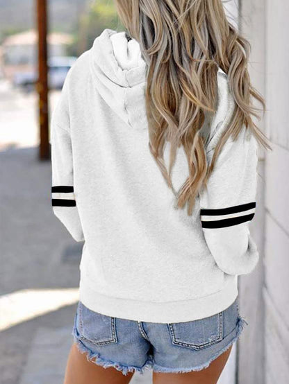 Womens Soccer Mom Hoodies Long Sleeve Casual Loose Striped Soccer Graphic Sweatshirt with Pocket