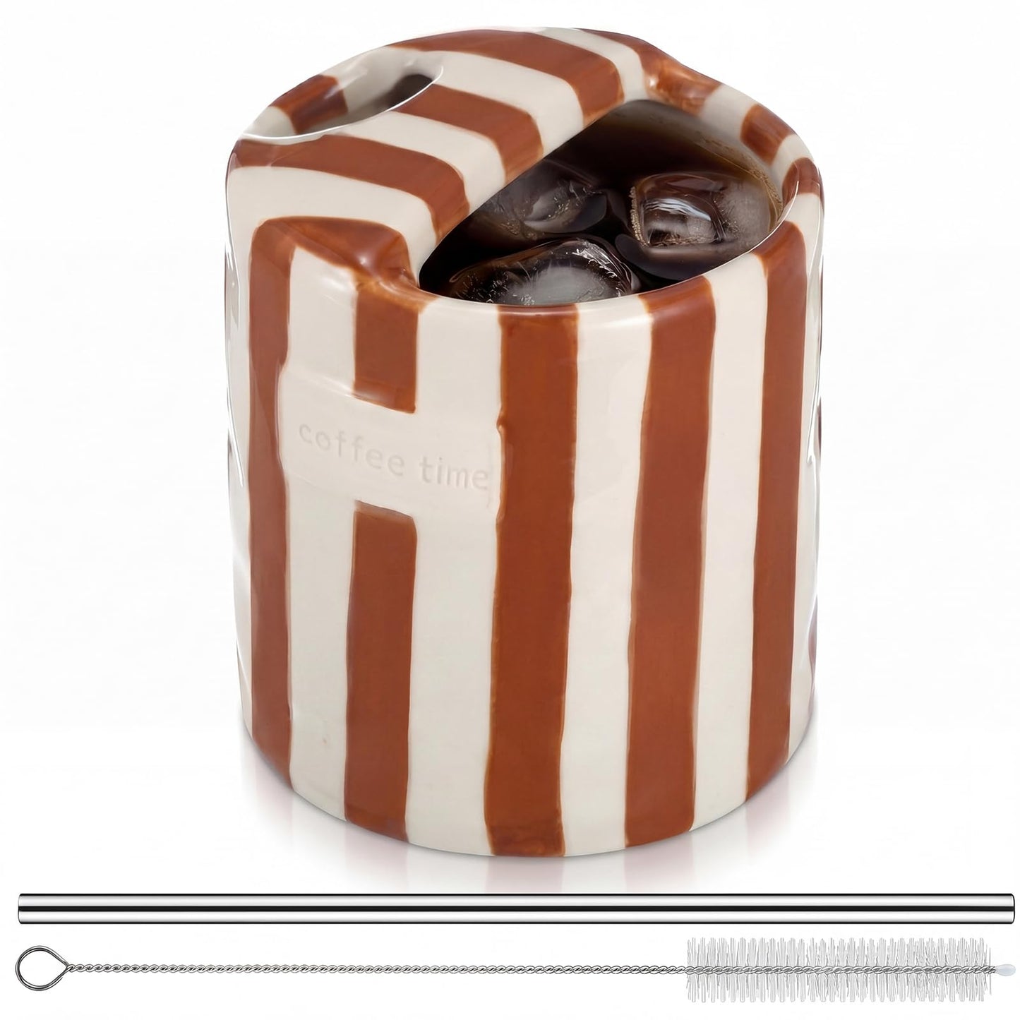 2 Pack Ceramic Mug with Sip Hole,