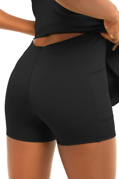 Yanekop Womens Tennis Dress with Built in Shorts Spaghetti Strap Dresses | Athletic Dress with Shorts, Comfy Soft Golf Dress, V Neck Sleeveless, Casual Workout Active Outfits