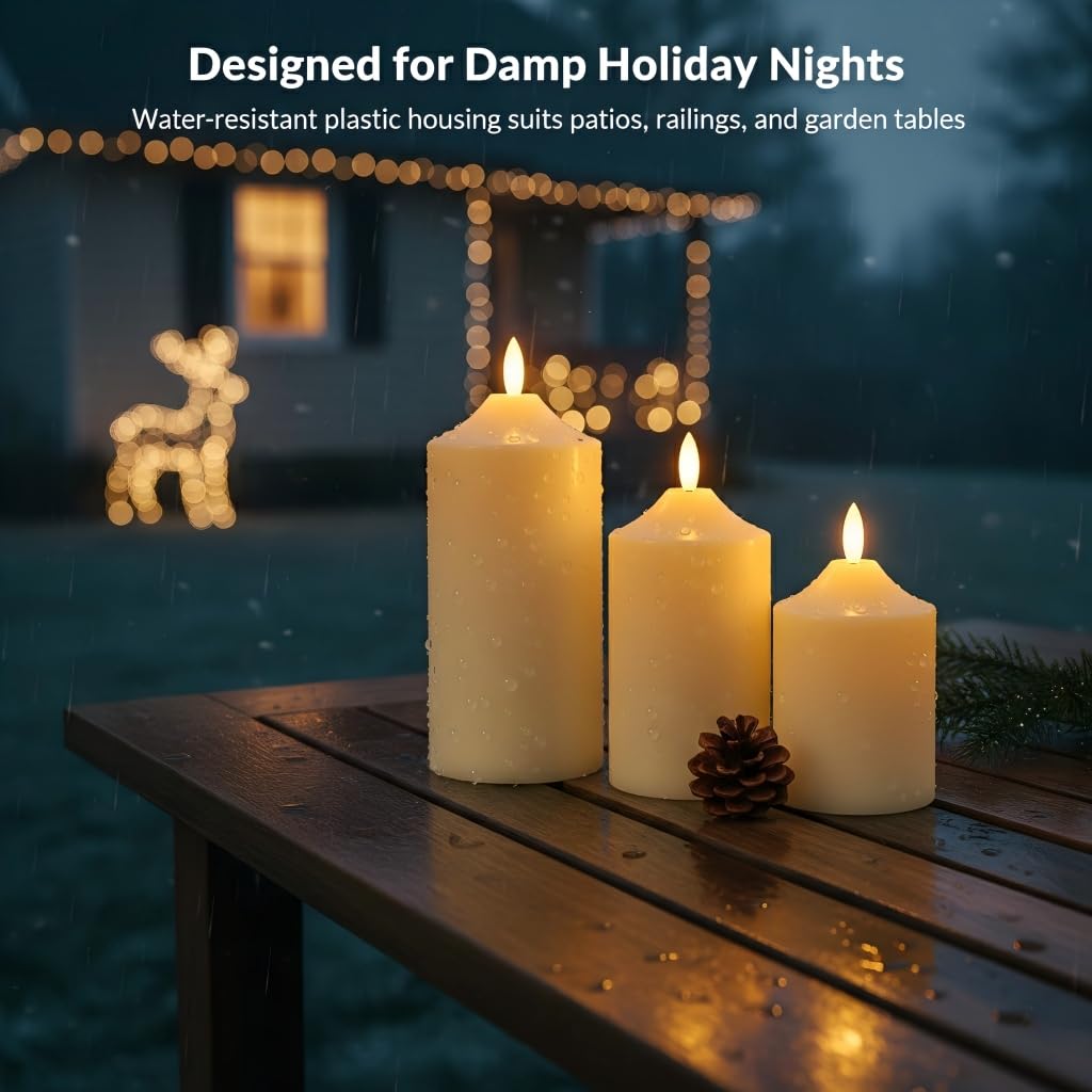 ANGELLOONG Gold Candles for Bathroom Decor, Glass Flameless Candles with Remote, Battery Operated LED Pillar Fake Candles with Timer for Christmas Home Fireplace Mantle Fall Decor