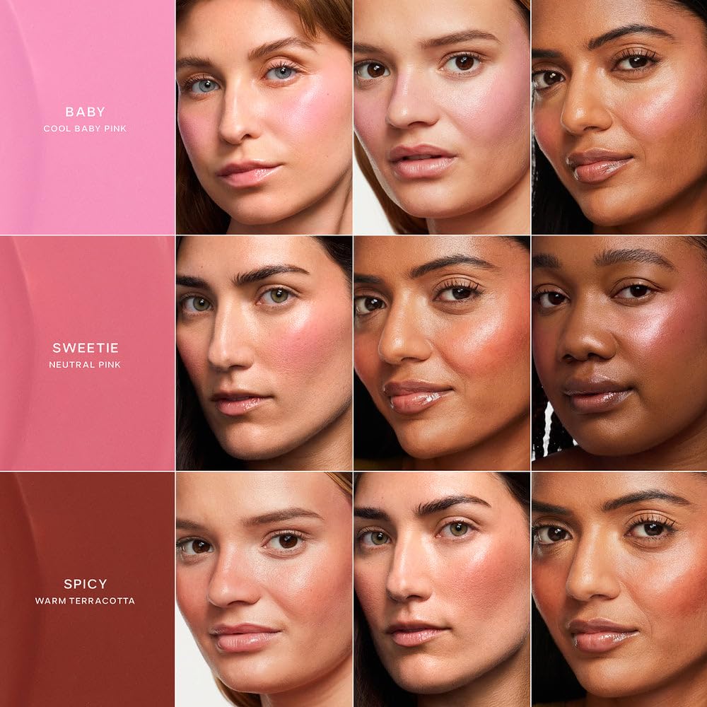 Saie Dew Liquid Blush for Cheeks - Hydrating Cream Blush Stick with a Blendable + Buildable Formula - Skincare Infused Dewy Cheek Tint for a Natural Flush - Glowy Makeup Essential - Baby (.40 oz)