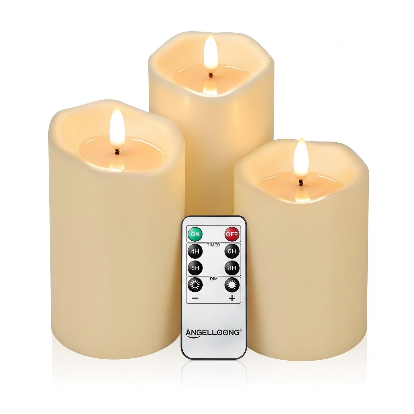 ANGELLOONG Gold Candles for Bathroom Decor, Glass Flameless Candles with Remote, Battery Operated LED Pillar Fake Candles with Timer for Christmas Home Fireplace Mantle Fall Decor