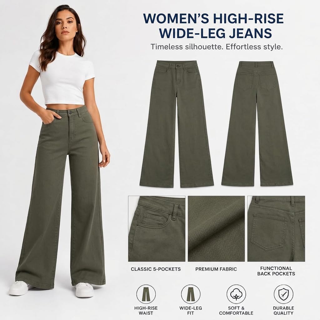 Women's High Waisted Wide Leg Jeans
