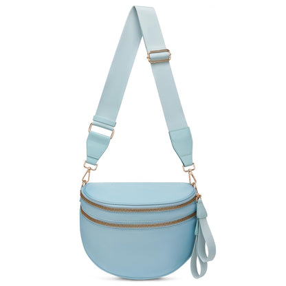 Pure Colour Crossbody Bum Bags for Women Spacious Checkered Cross body Bag Nylon Trendy Fanny Pack for Travel