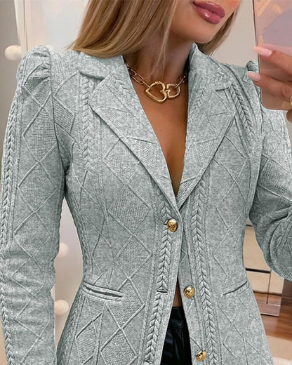 CHICME Women's Argyle Knit Blazer