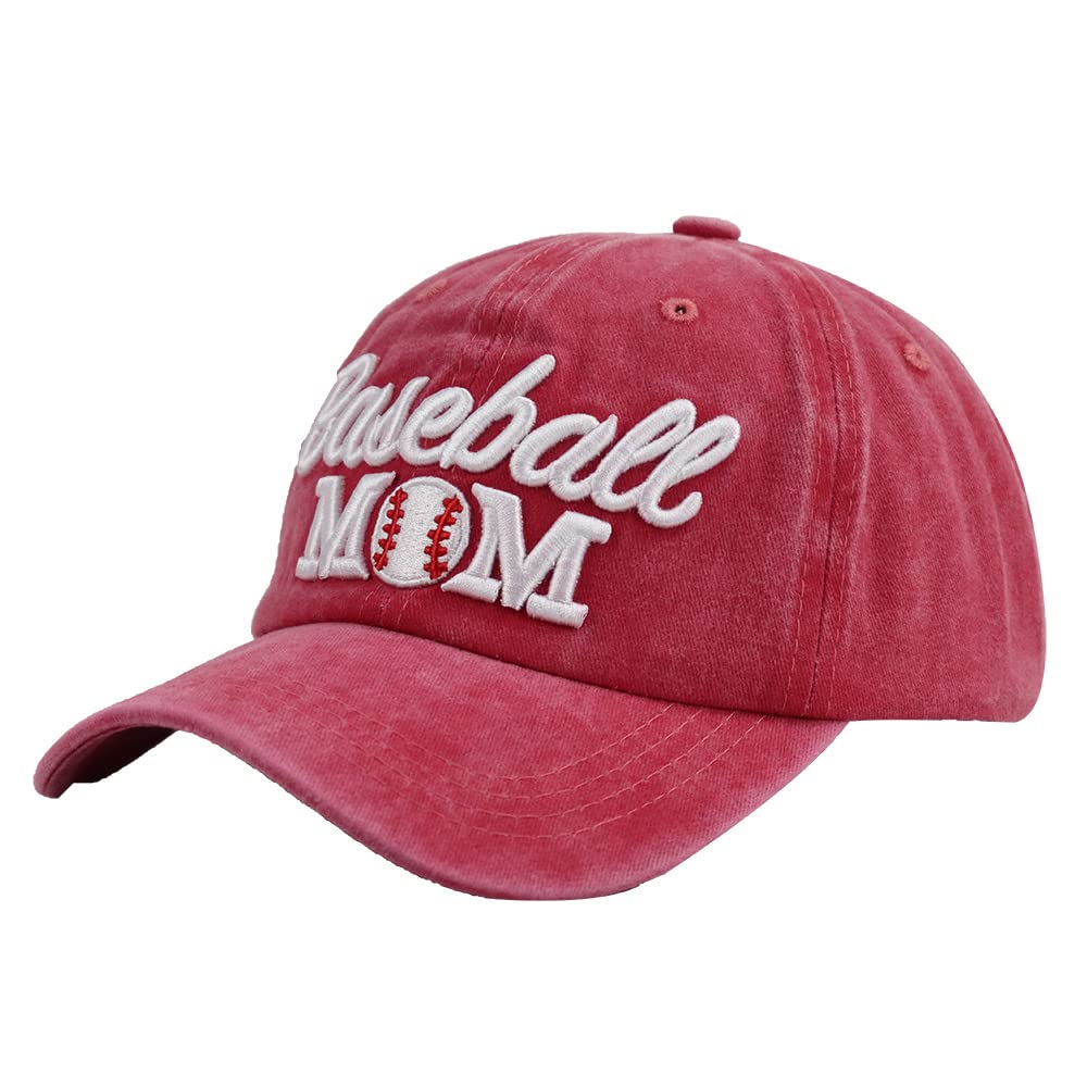 Distressed Baseball Mom Dad Hat for Women, Adjustable Washed Embroidered Baseball Cap for Mama