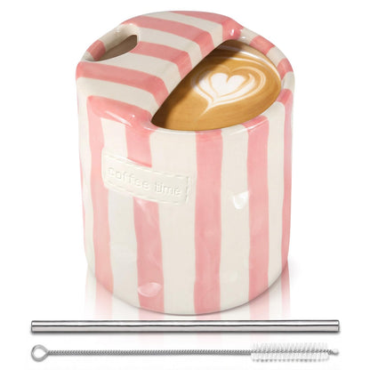 2 Pack Ceramic Mug with Sip Hole,