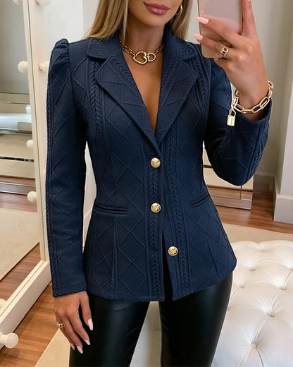 CHICME Women's Argyle Knit Blazer